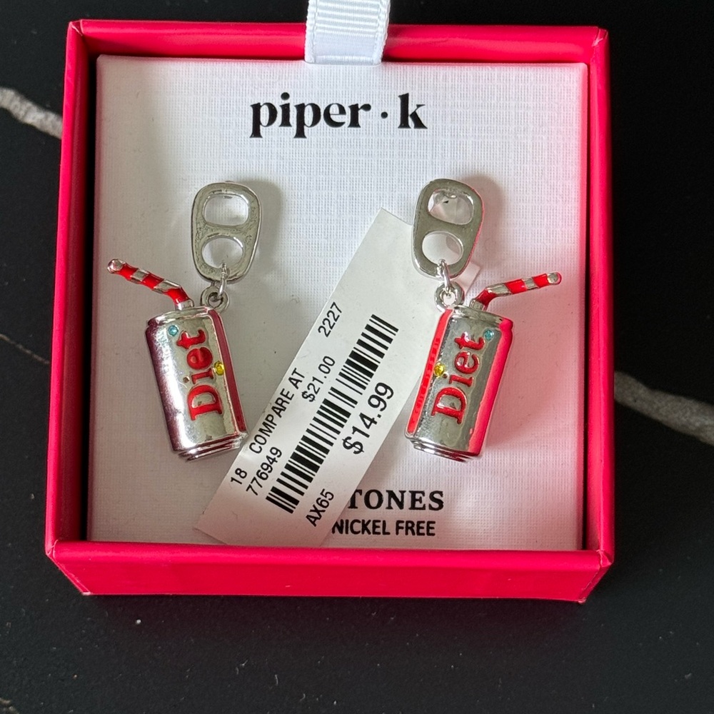 Piper K Diet Coke Soda Can Earrings NEW